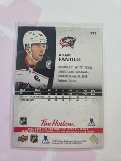 Adam Fantilli Upper Deck Tim Hortons #113 [Columbus Blue Jackets]