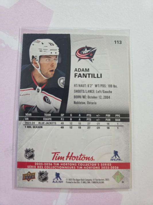 Adam Fantilli Upper Deck Tim Hortons #113 [Columbus Blue Jackets]