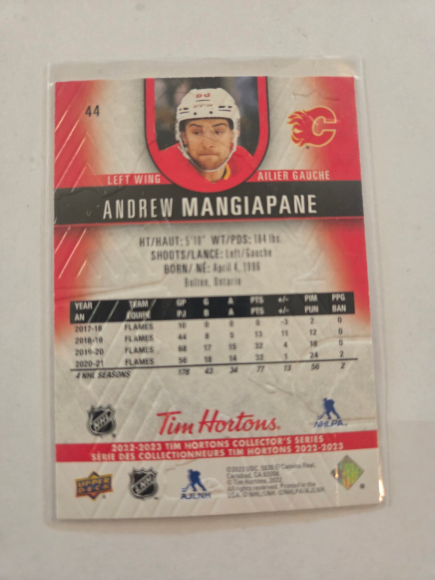 Andrew Mangiapane Tim Hortons Upper Deck #44 [Calgary Flames]