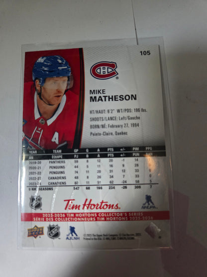Mike Matheson Upper Deck Tim Hortons #105 [Montreal Canadians]