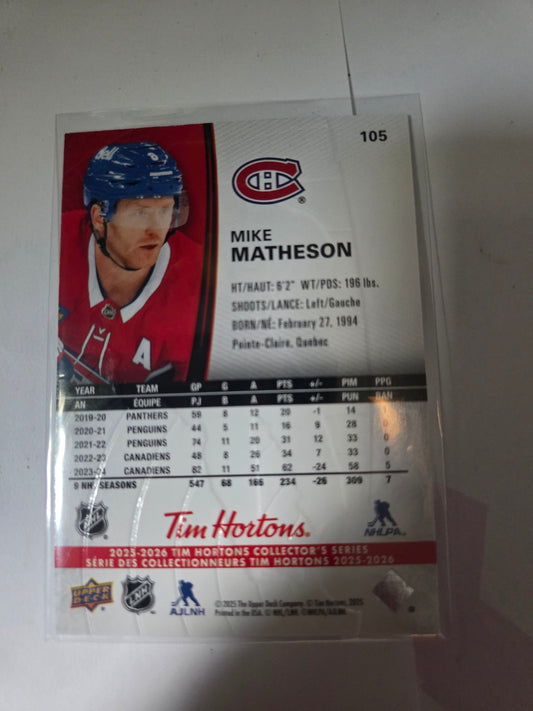 Mike Matheson Upper Deck Tim Hortons #105 [Montreal Canadians]