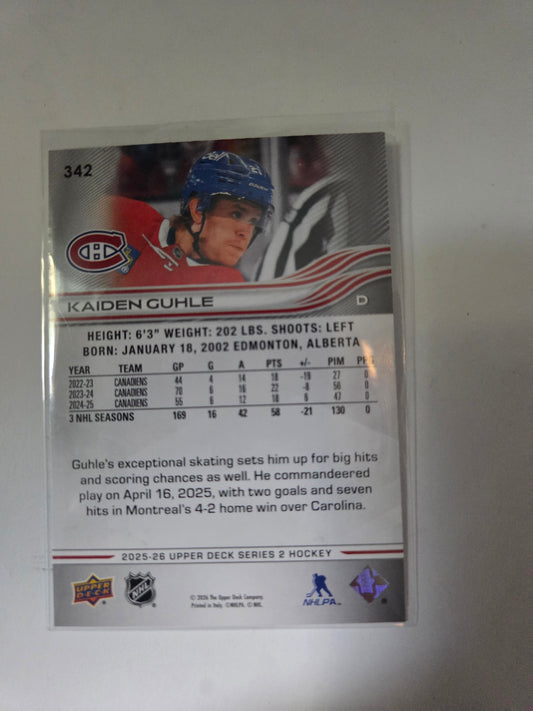 Kaiden Guhle Upper Deck Series 2 #342 [Montreal Canadians]