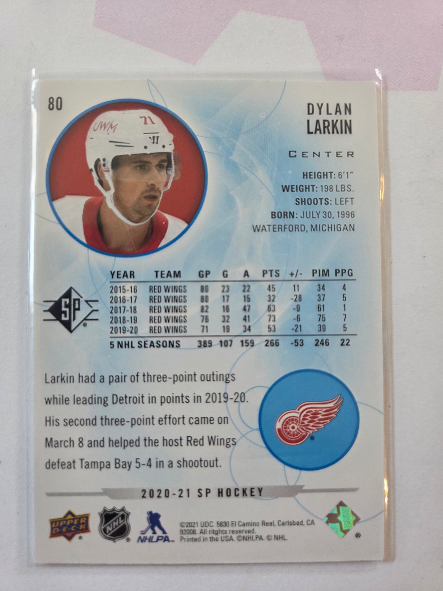Dylan Larkin Blue SP Hockey #80 [Detroit Red Wings]