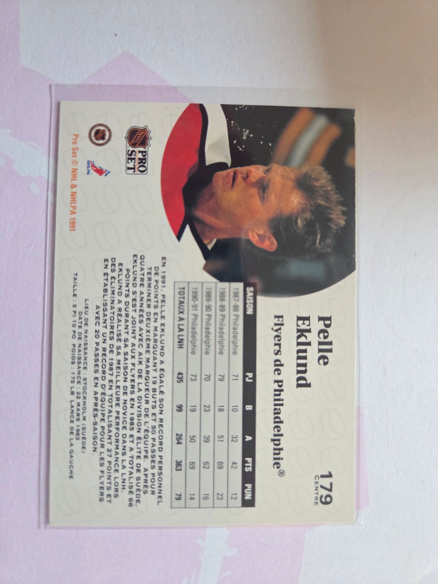 Pelle Eklund French NHL Pro Set #179 [Philadelphia Flyers]
