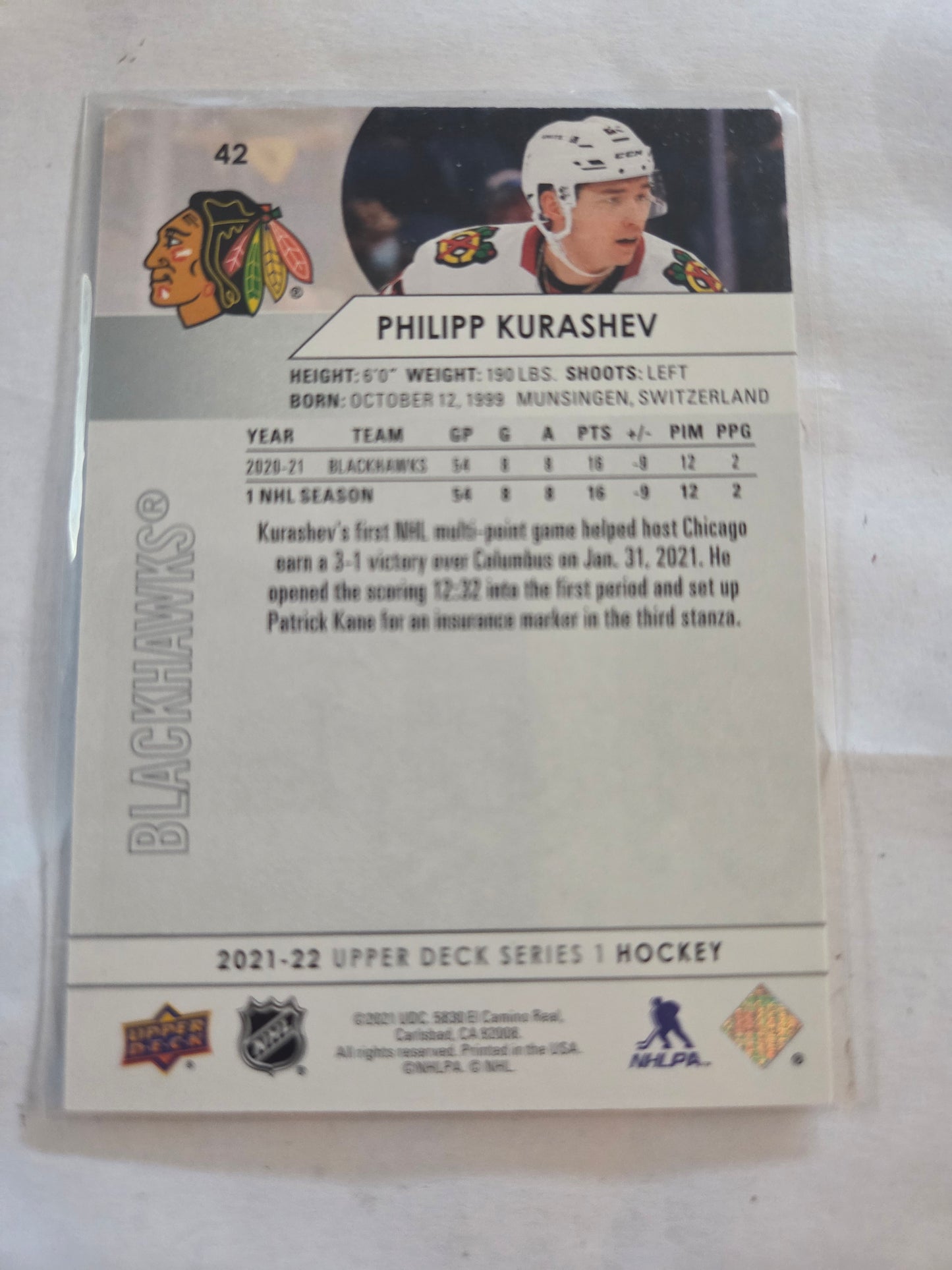 Philipp Kurashev Upper Deck Series 1 #42 [Chicago Blackhawks]