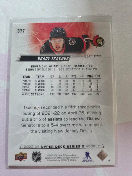Brady Tkachuk Upper Deck Series 2 #377 [Ottawa Senators]