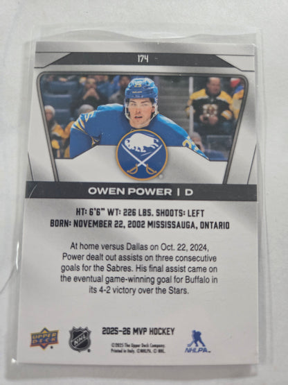 Owen Power Upper Deck MVP Hockey #174 [Buffalo Sabres]