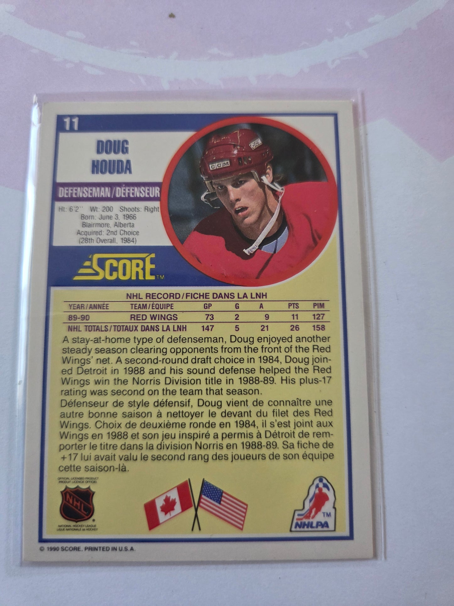 Doug Houda NHL Score 1991 #11 [Detroit Red Wings]