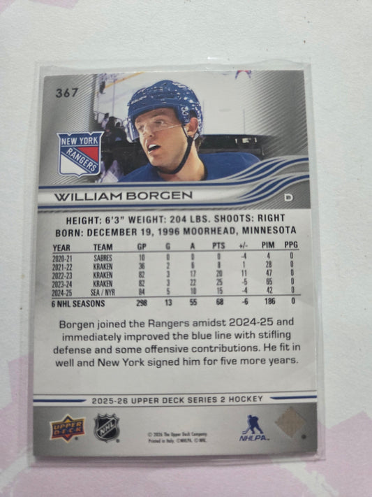 William Borgen Upper Deck Series 2 #367 [New York Rangers]