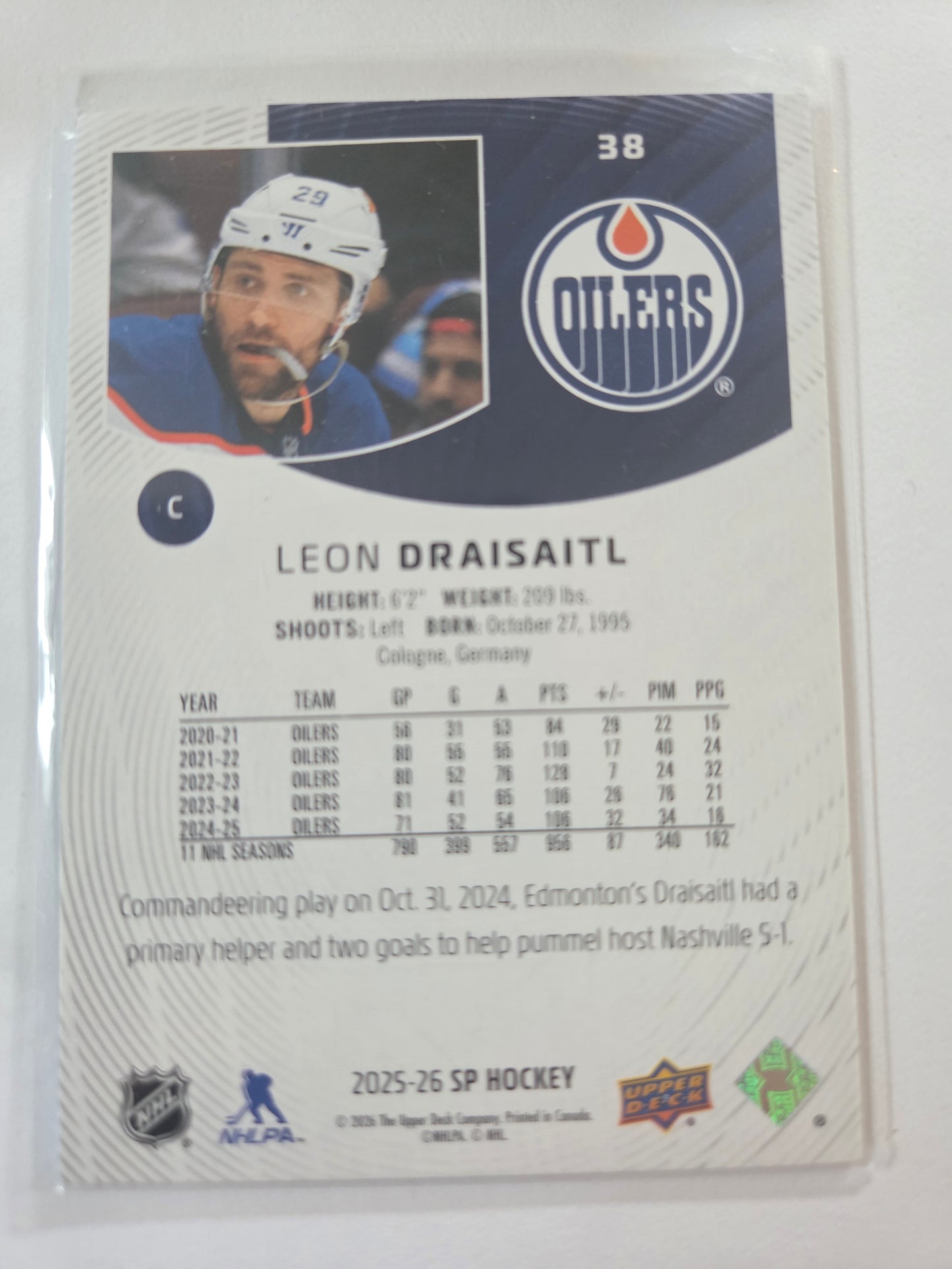 Leon Draisaitl SP Hockey #38 [Edmonton Oilers]