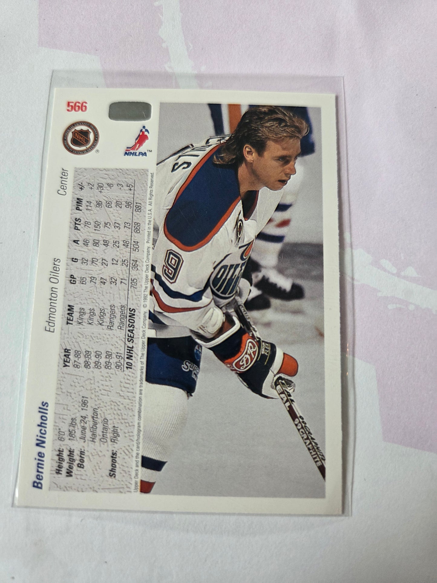 Bernie Nicholls 91/92 Upper Deck Series #566 [Edmonton Oilers]