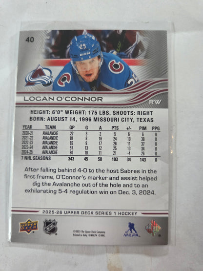 Logan O'Connor Upper Deck Series 1 #40 [Colorado Avalanche]