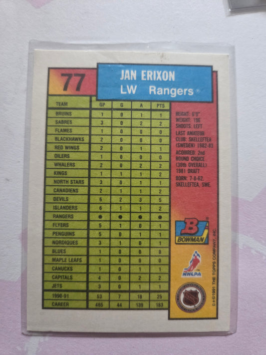 Jan Erixon Bowman #77 [New York Rangers]