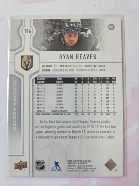 Ryan Reaves Upper Deck Series 1 #196 [Las Vegas Golden Knights]