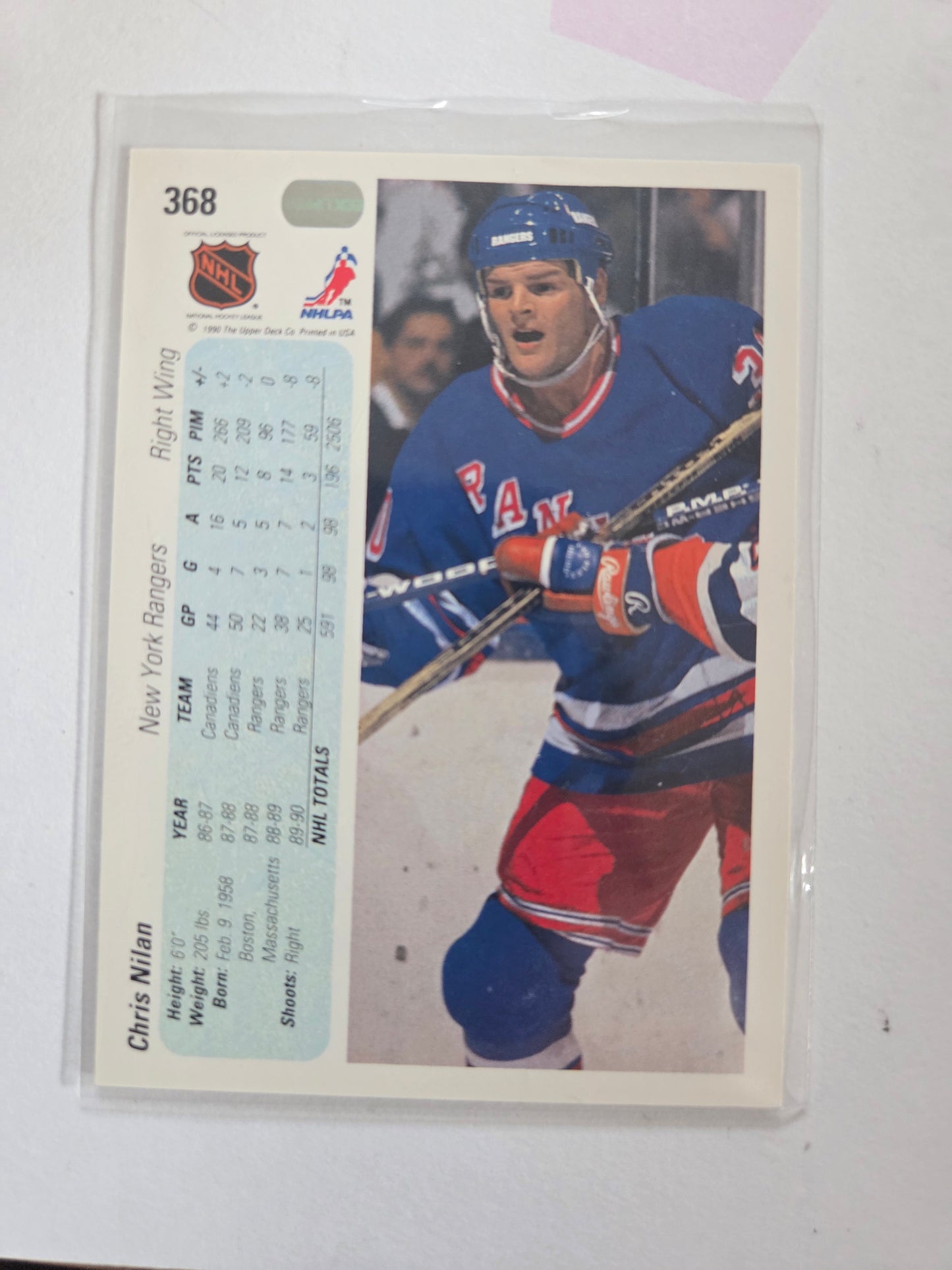 Chirs Nilan 90/91 Upper Deck #398 [New York Rangers]