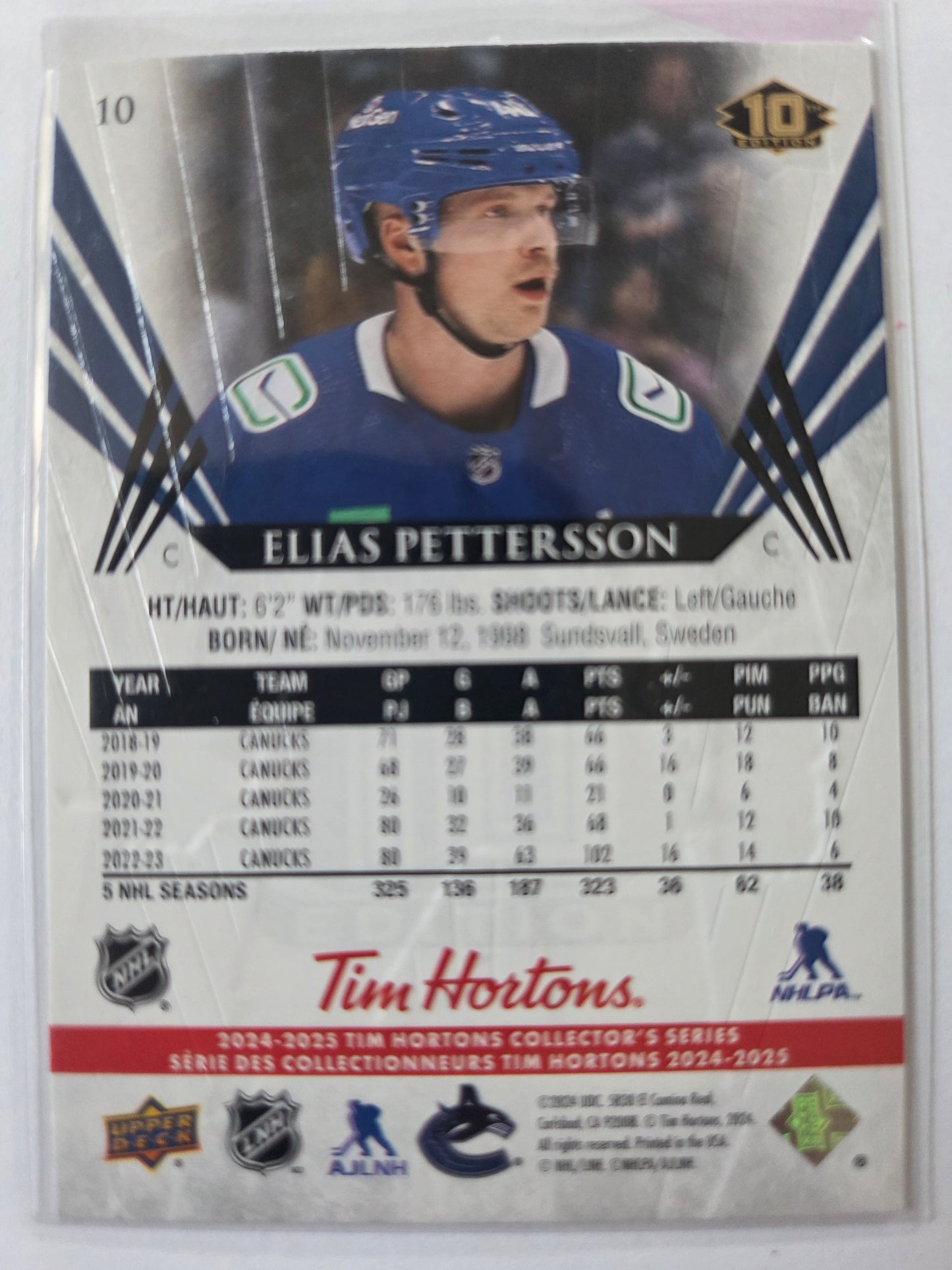 Elias Pettersson Upper Deck 10th Edition #10 [Vancouver Canucks]