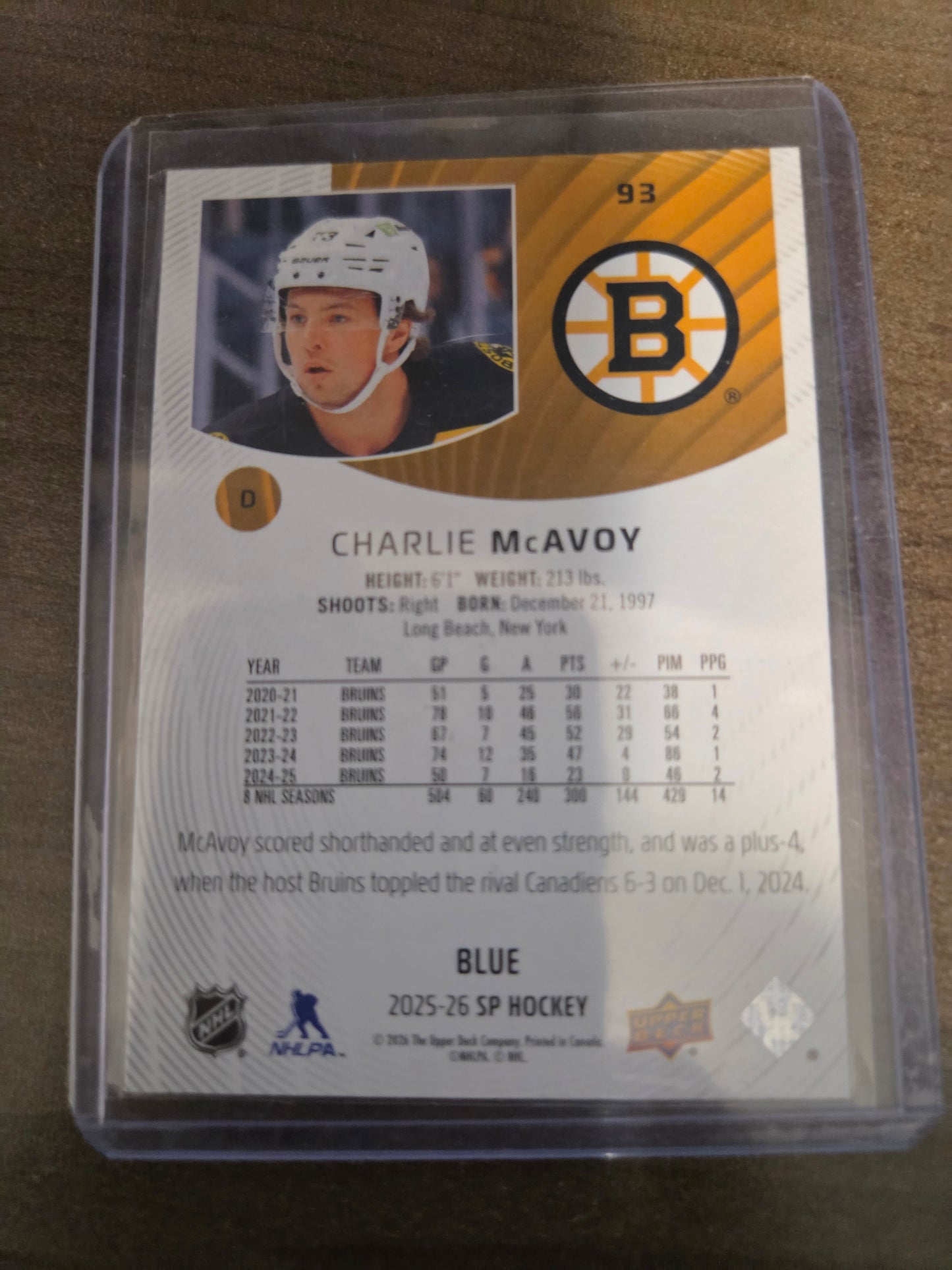 Charlie McAvoy Blue SP Hockey #93 [Boston Bruins]