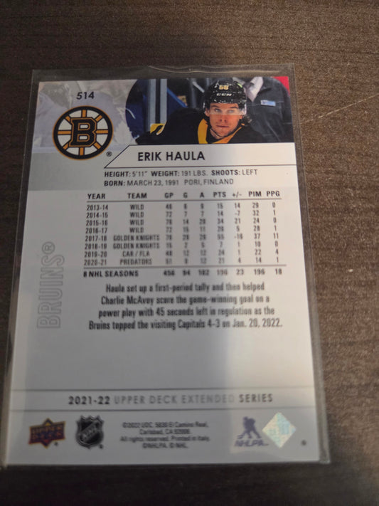 Erik Haula Upper Deck Extended Series #514 [Boston Bruins]