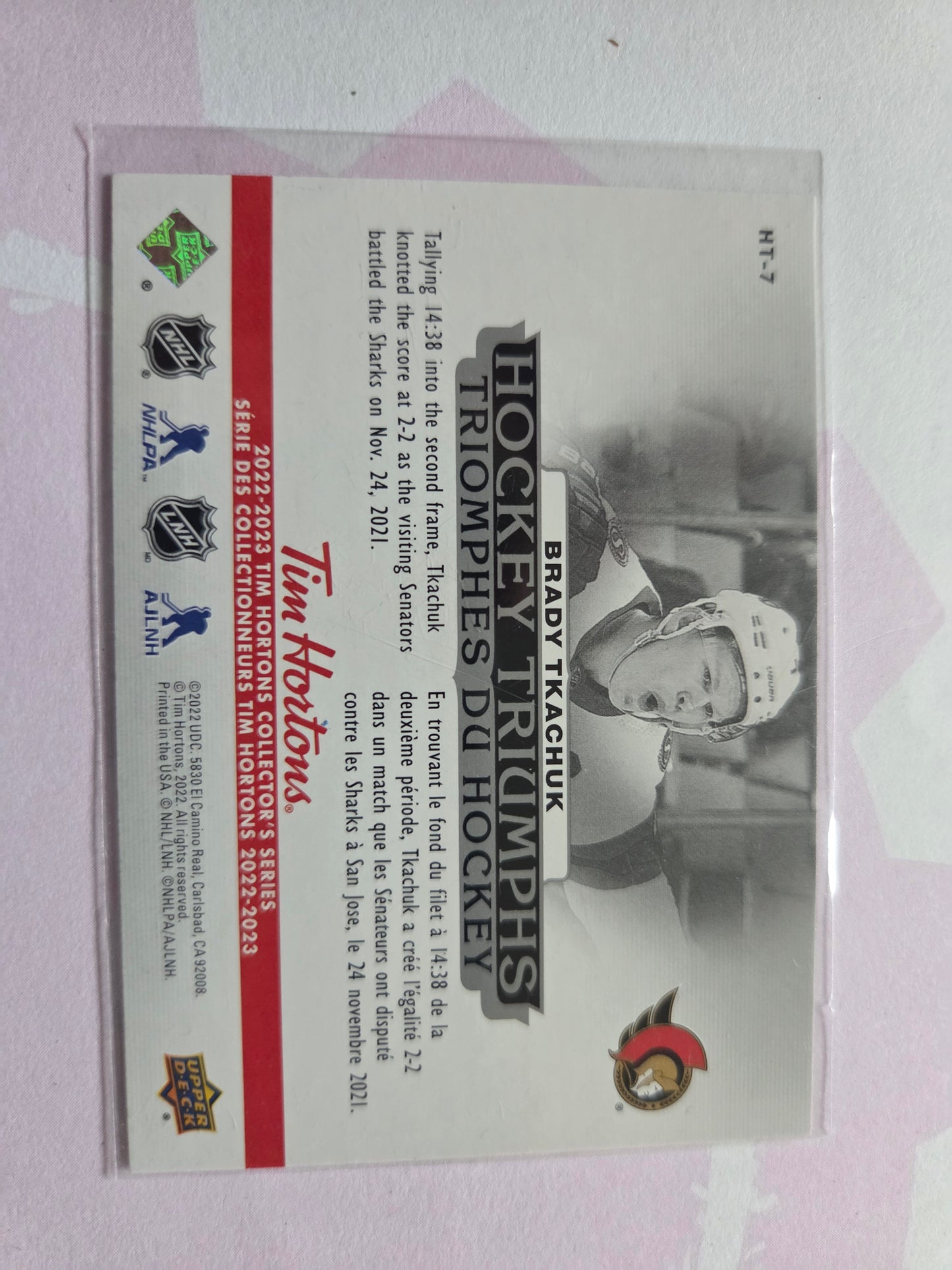 Brady Tkachuk Upper Deck Hockey Triumphs [Ottawa Senators]