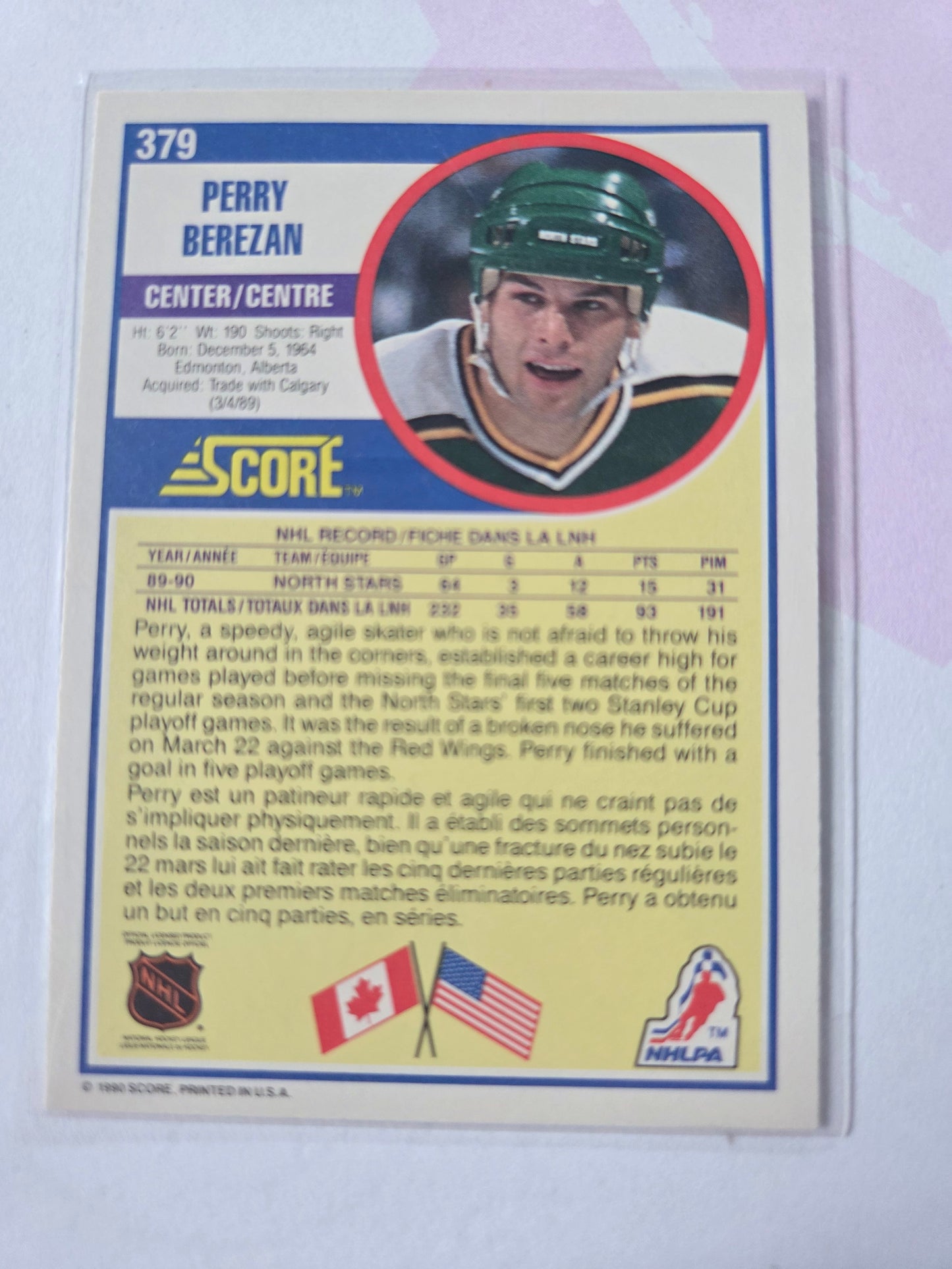 Perry Berezan NHL Score #379 [Minnesota North Stars]