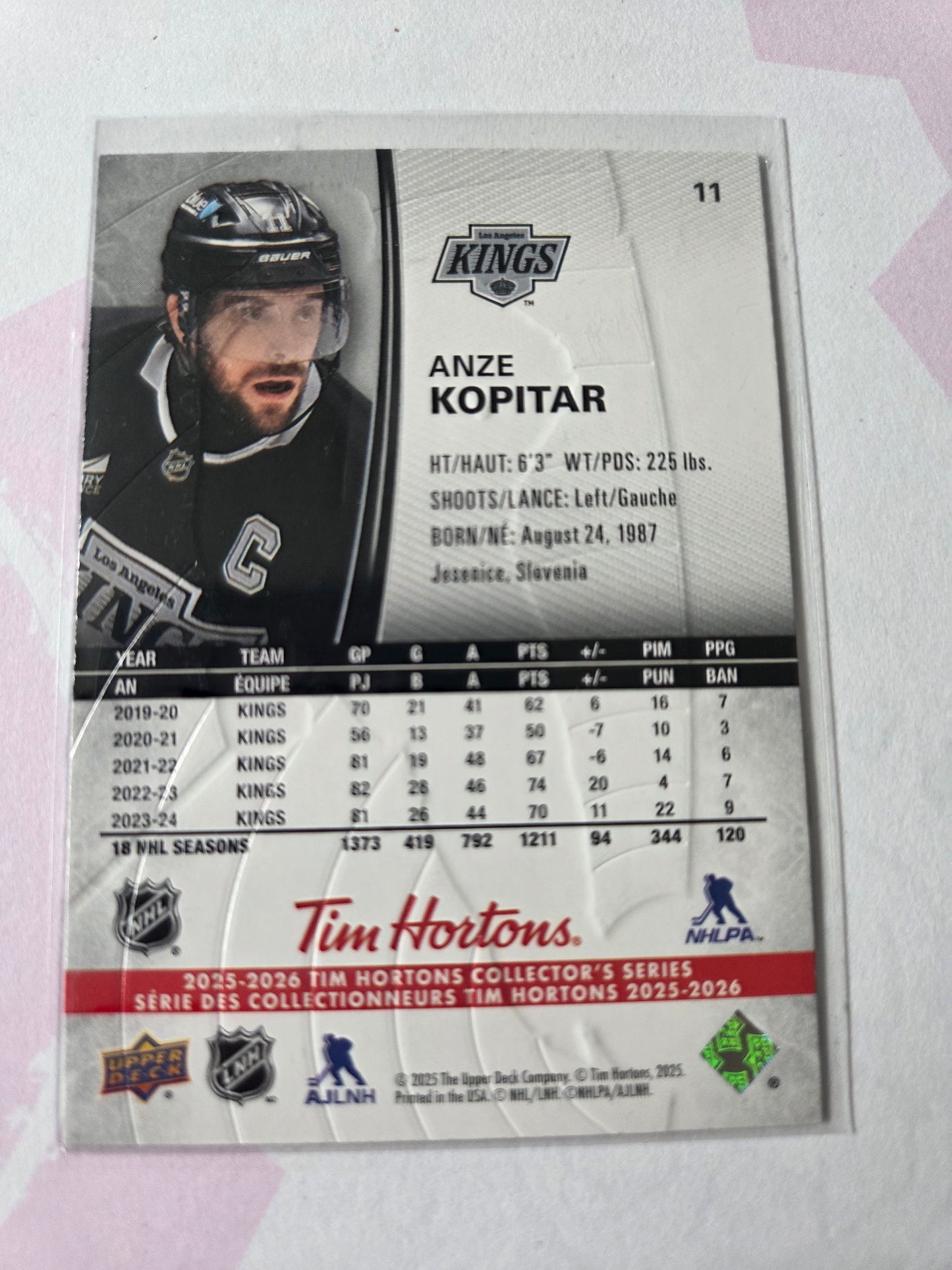 Anze Kopitar Upper Deck Tim Hortons #11 [Los Angeles Kings]