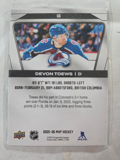 Devon Toews Upper Deck MVP Hockey #66 [Colorado Avalanche]
