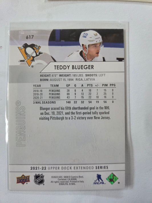 Teddy Blueger Upper Deck Extended Series #617 [Pittsburgh Penguins]