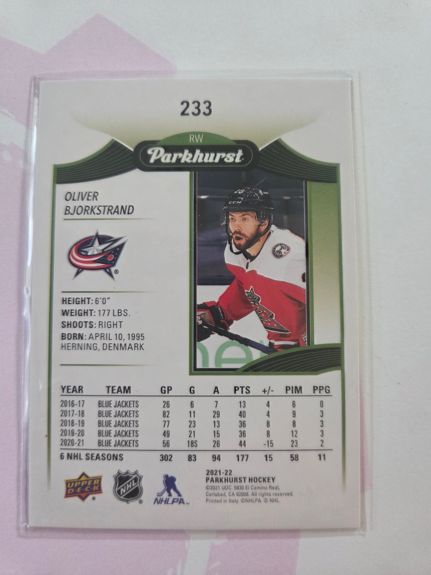 Oliver Bjorkstrand Upper Deck Parkhurst Hockey #233 [Columbus Blue Jackets]