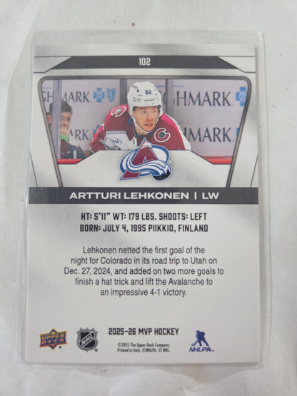 Artturi Lehkonen Upper Deck MVP Hockey #102 [Colorado Avalanche]
