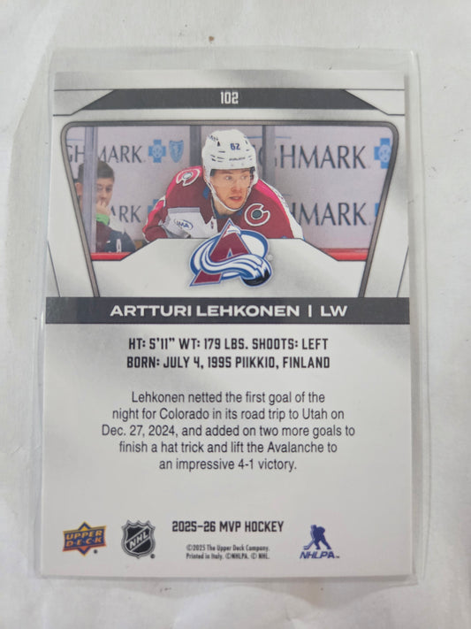 Artturi Lehkonen Upper Deck MVP Hockey #102 [Colorado Avalanche]