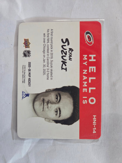 Ryan Suzuki Upper Deck MVP Hockey Hello My Name Is [Carolina Hurricanes]
