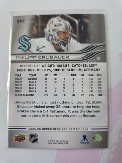 Philipp Grubauer Upper Deck Series 2 #397 [Seattle Kraken]