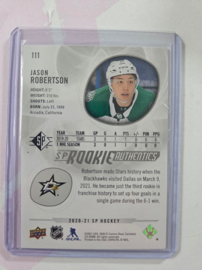 Jason Robertson Upper Deck Silver SP Hockey #111 Rookie Authentics 0536/1299 [Dallas Stars]