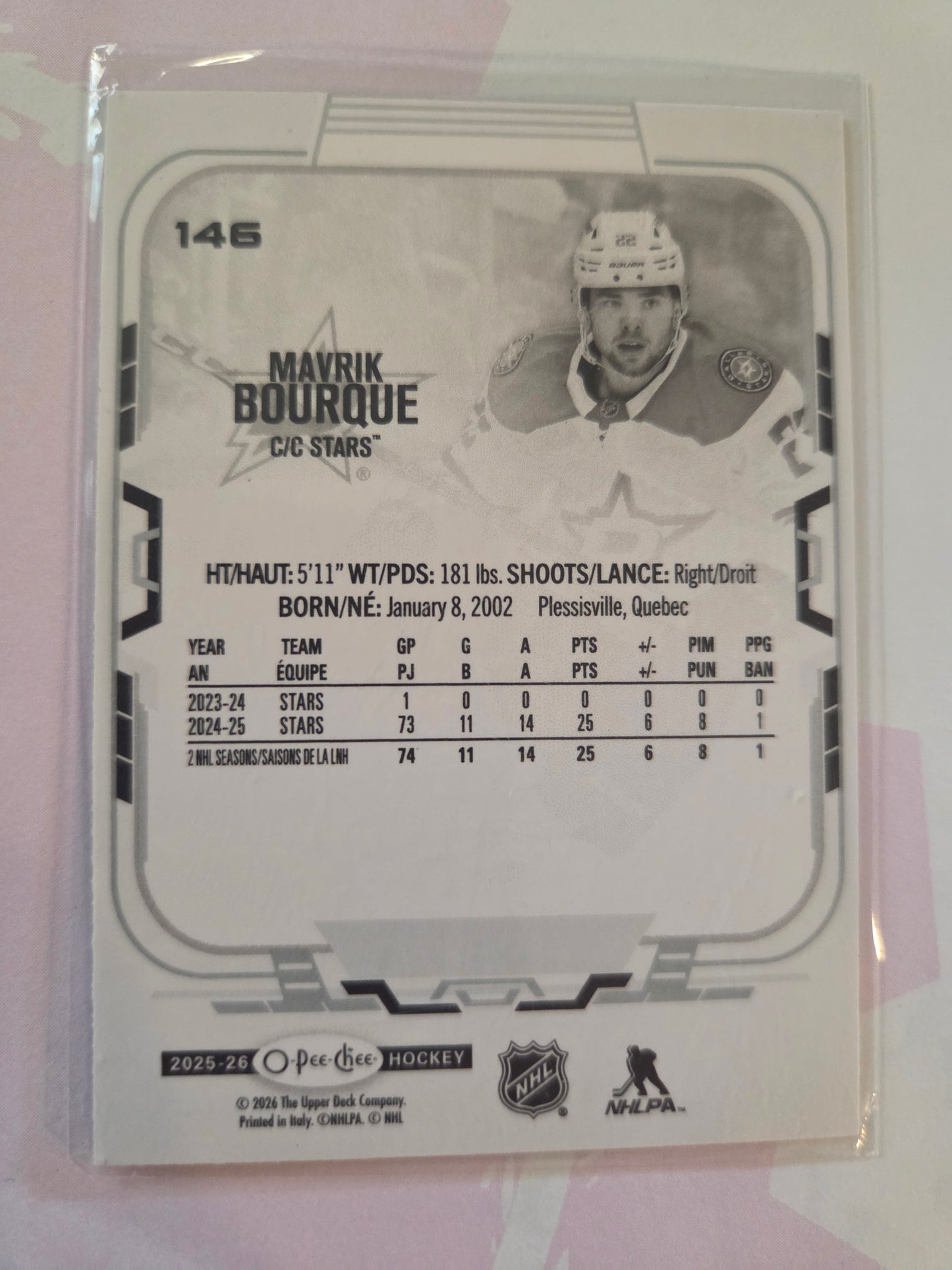 Mavrik Bourque O-Pee-Chee Hockey #146 [Dallas Stars]