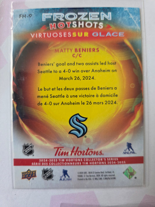 Matty Beniers Upper Deck Frozen Hot Shots [Seattle Kraken]