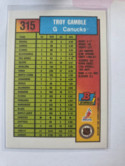 Troy Gamble Bowman #315 [Vancouver Canucks]