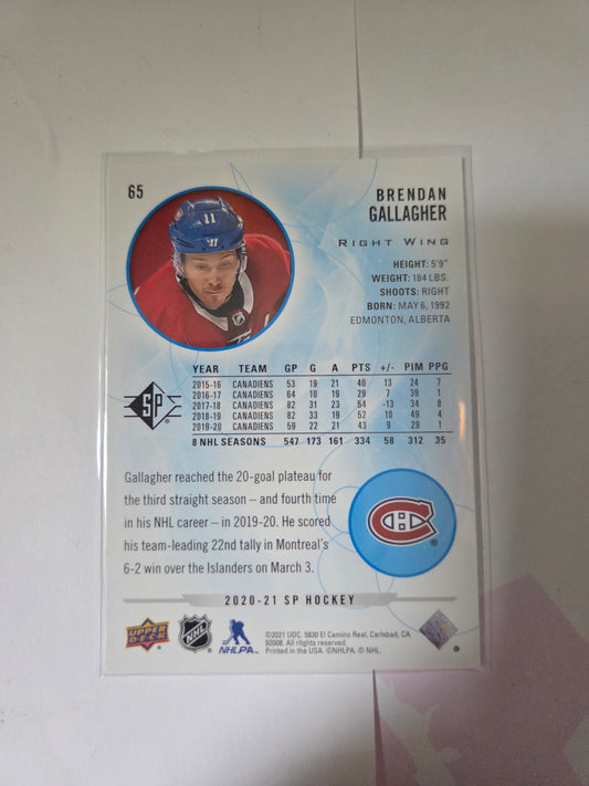 Brendan Gallagher Blue SP Hockey #65 [Montreal Canadians]