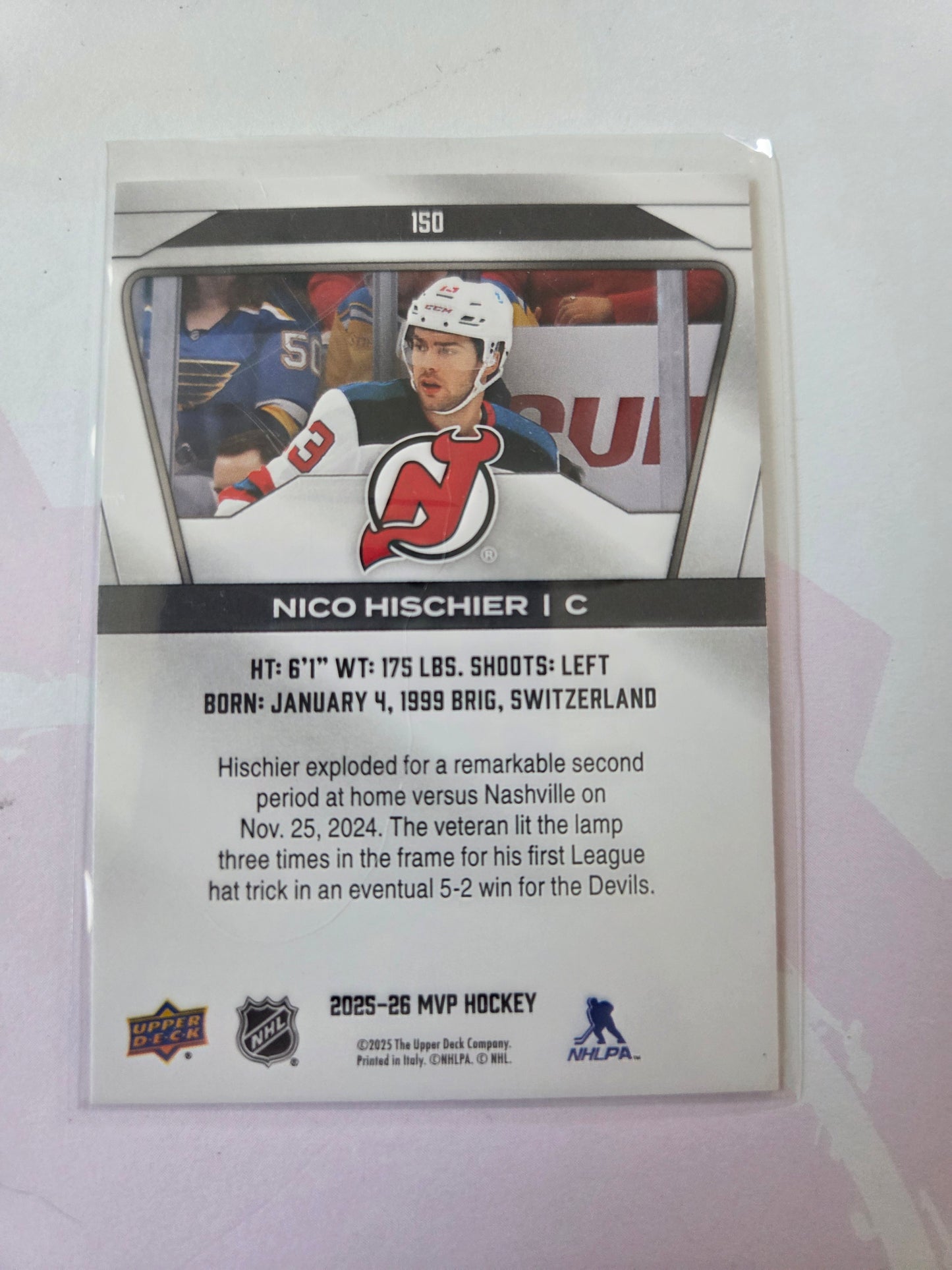 Nico Hischier Upper Deck MVP Hockey #150 [New Jersey Devils]