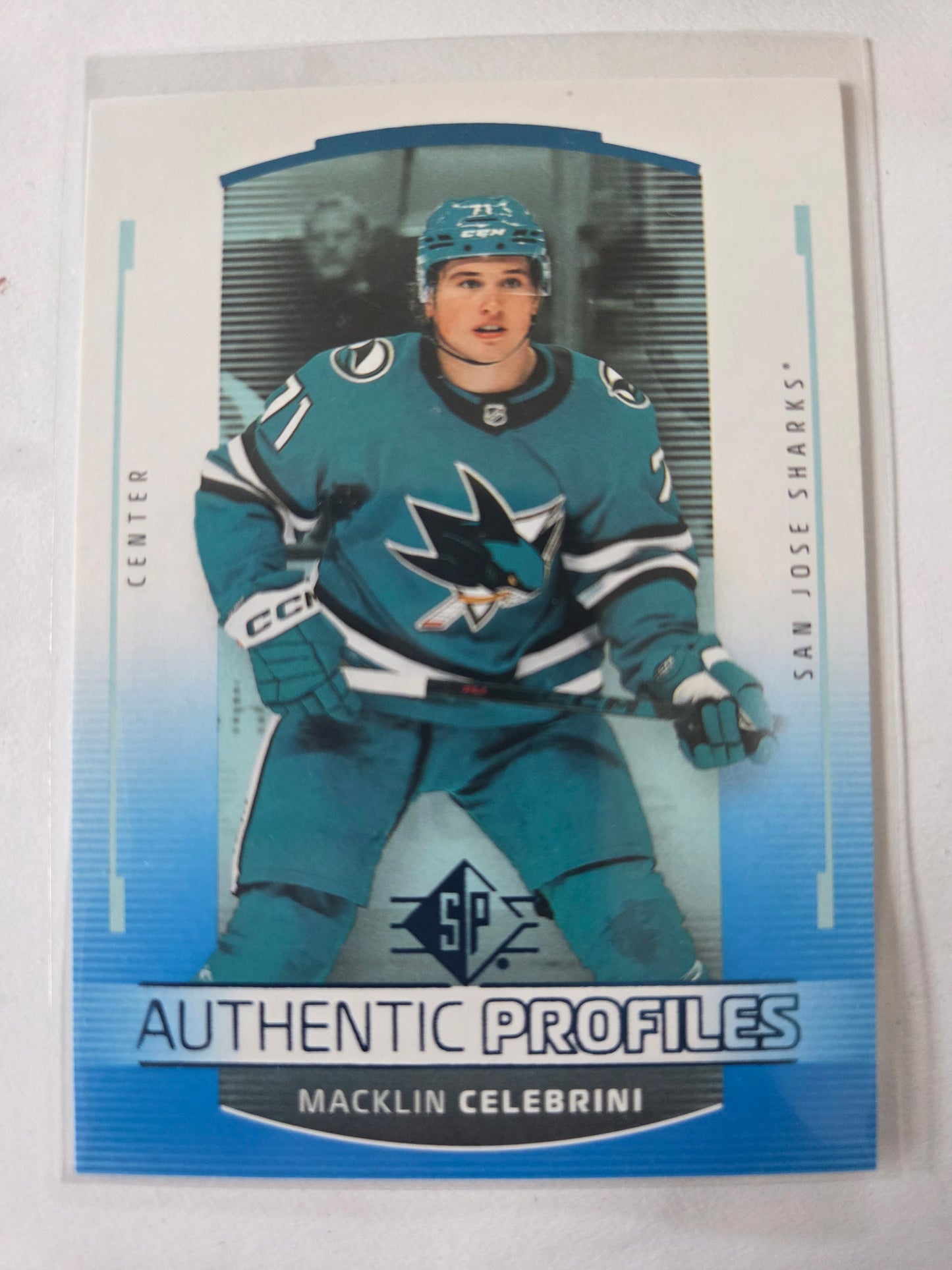 Macklin Celebrini SP Hockey Blue Authentic Profiles [San Jose Sharks]