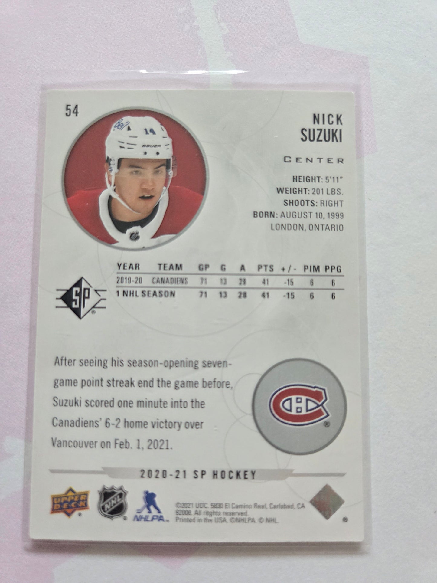 Nick Suzuki SP Hockey #54 [Montreal Canadians]