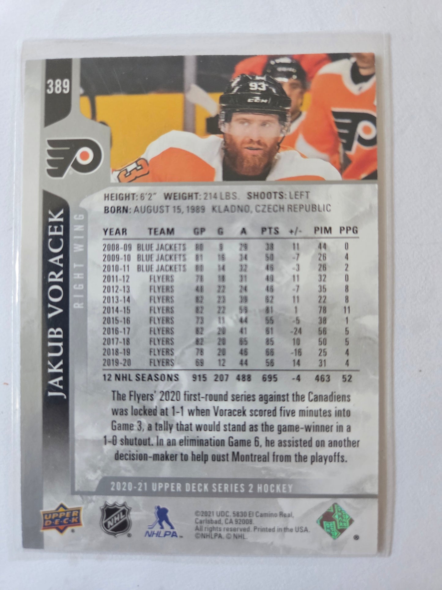 Jakub Voracek Upper Deck Series 2 #389 [Philadelphia Flyers]