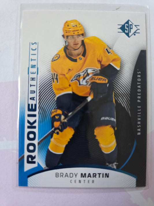 Brady Martin Blue SP Hockey Rookie Authentics #120 [Nashville Predators]