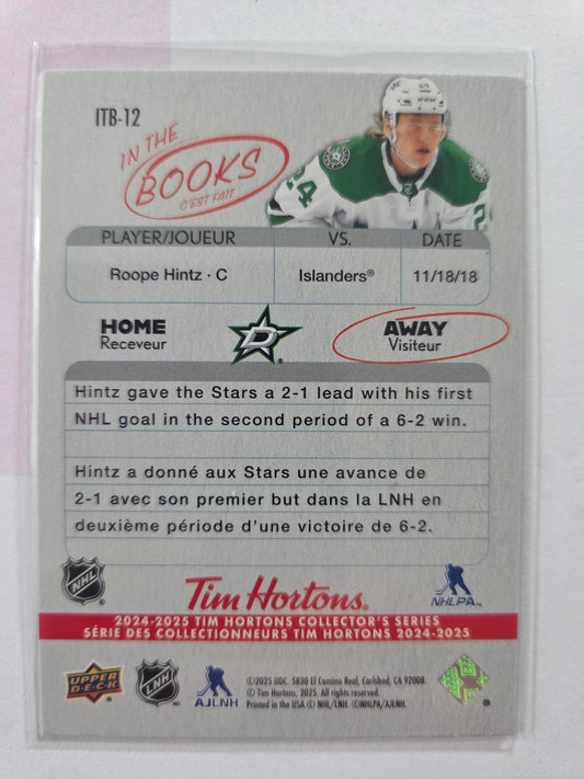 Roope Hintz Upper Deck Tim Hortons In the Books [Dallas Stars]