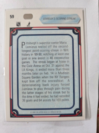 Mario Lemieux 90/91 Upper Deck Lemieux's Scoring Streak #59 [Pittsburgh Penguins]