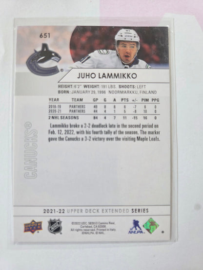 Juho Lammikko Upper Deck Extended Series #651 [Vancouver Canucks]