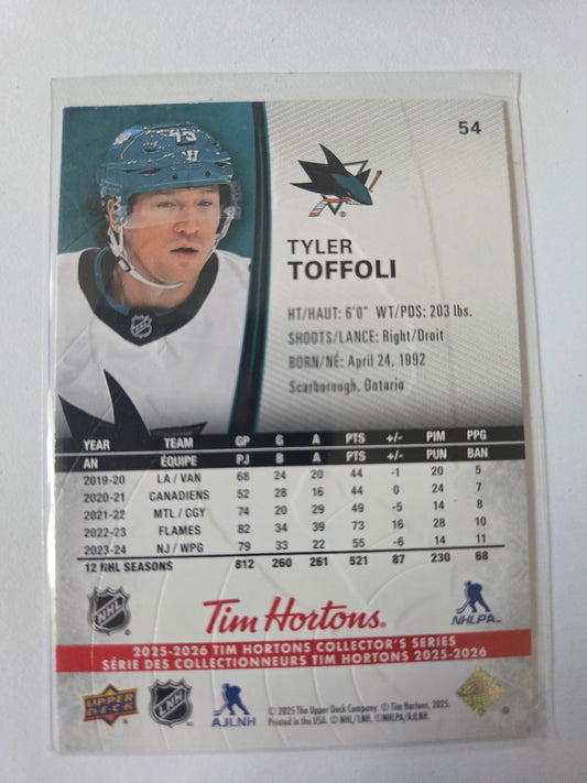 Tyler Toffoli Upper Deck Tim Hortons #54 [San Jose Sharks]