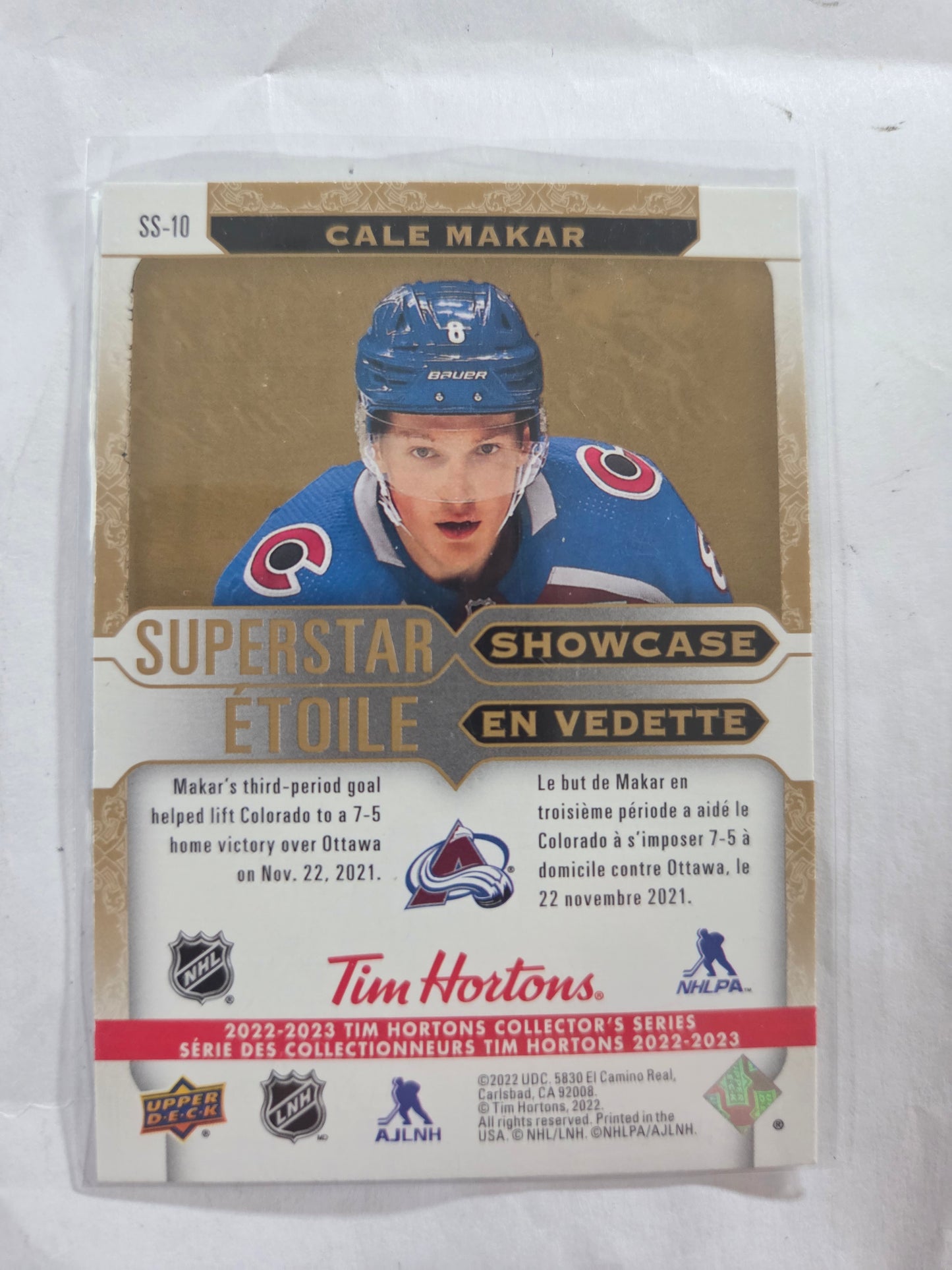 Cale Makar Upper Deck Superstar Showcase [Colorado Avalanche]