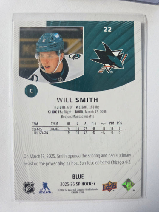 Will Smith Blue SP Hockey #22 [San Jose Sharks]