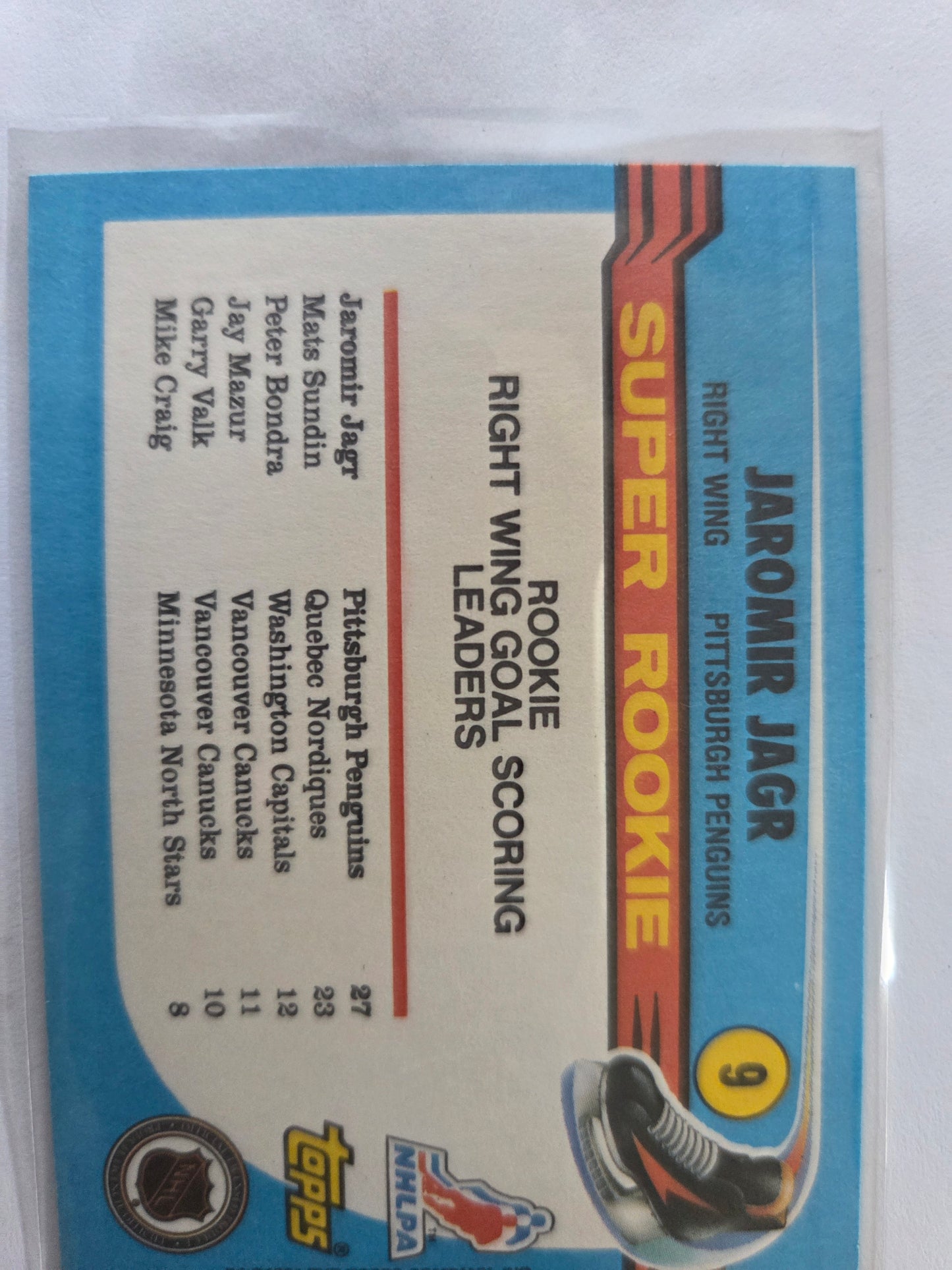 Jaromir Jagr Topps Super Rookie #9 [Pittsburgh Penguins]
