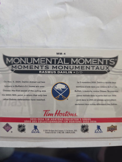 Rasmus Dahlin Upper Deck Moments [Buffalo Sabres]